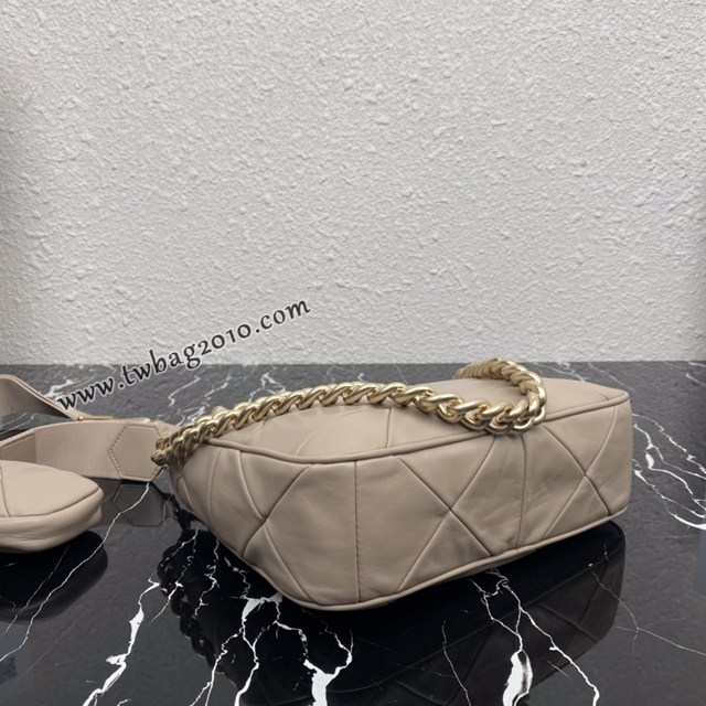 Prada專櫃新款升級版三合一女包 1BC151 普拉達小牛皮純手工菱形拼接鏈條肩背斜挎包 csp1510